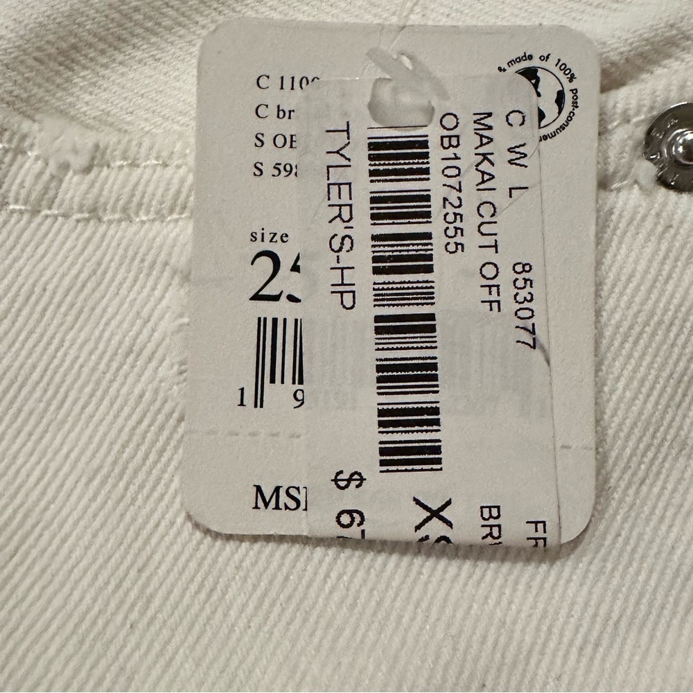 Free People We The Free Shorts Button Fly White Distressed Cut Off Sz 25 NWT - Picture 10 of 10